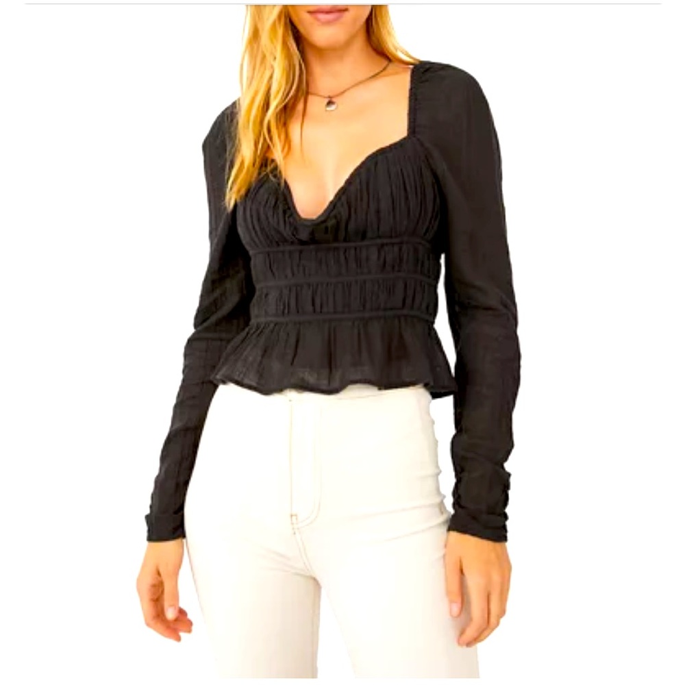 NWT Free People Aurora Black Top Size XS